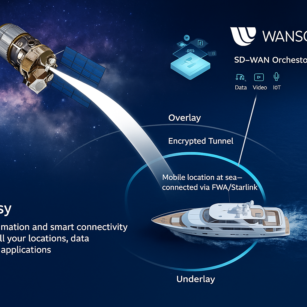 Wanscale in action on a super yacht combining multi-satellite strategy with SD-WAN and orchestration